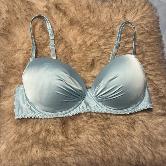 New!!Elegant Satin Light Blue Bra Size 36C - Picture 1 of 3